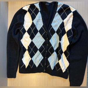 John Galt Argyle Cardigan Sweater